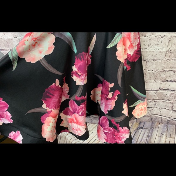 Chelsea Black Floral Mini Skater Dress - Picture 9 of 11